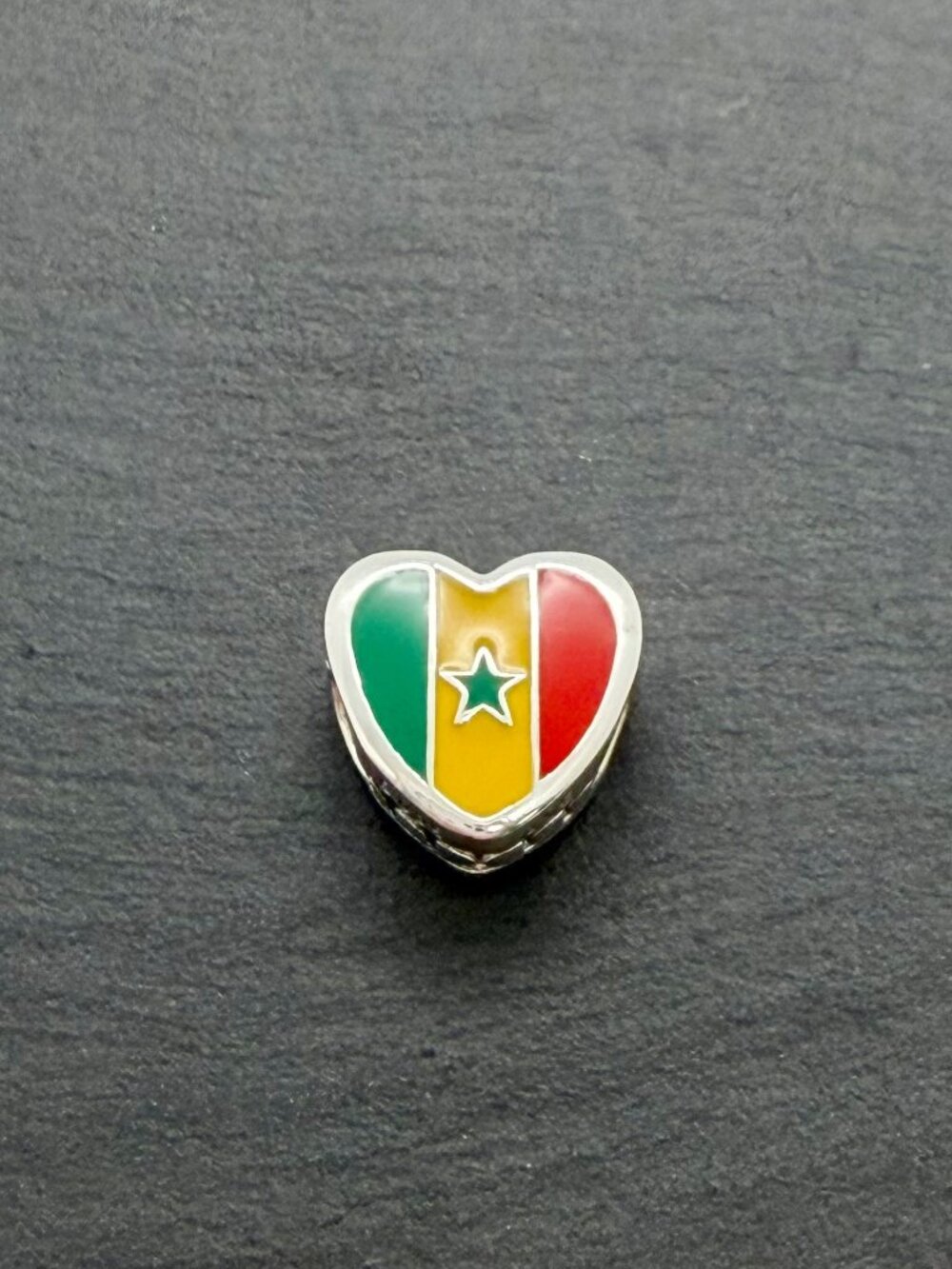 Pandora Senegal Flag Heart Charm Sterling Silver Jewelry